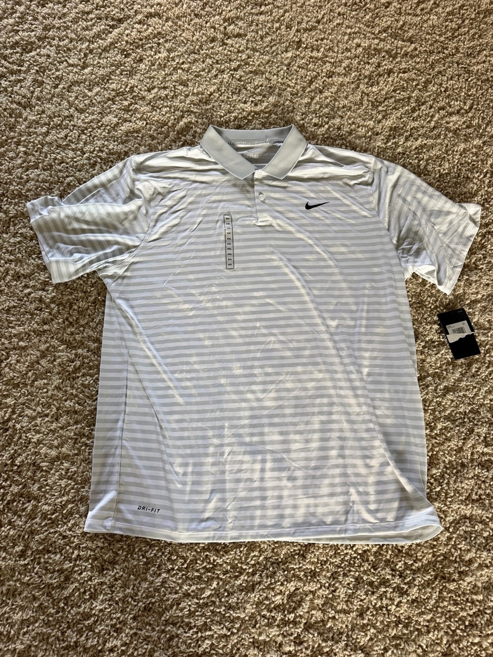 NWT Nike Dri-FIT Men’s Striped Grey & White Golf Polo Shirt - Size XXL
